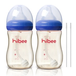 하이비 PPSU 빨대젖병 300ml 2p + 빨대솔 2p, S(0개월이상), 네이비, 1개