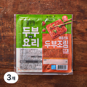 풀무원 1분완성 매콤쫀득양념 두부조림 밀키트, 175g, 3개