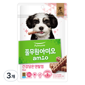 아미오 강아지 건강담은 간식 덴탈껌 레드, 100g, 3개