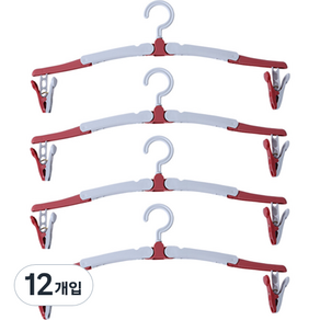 워니즈 여행 출장용 휴대용 접이식 옷걸이, 레드, 12개
