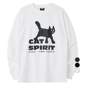 어반에이지 남녀공용 Cat Spiit 롱슬리브 면 티셔츠