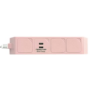 네모탭 고속충전 A타입 컬러 멀티탭 3구 SY-NB3 USB QC-2, 2.5m, 핑크, 1개