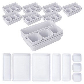 디오셀 칸칸분리 다용도 서랍 정리함 A타입 3p + B타입 3p + C타입 2p, 화이트, 8세트