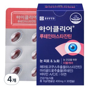 종근당건강 아이클리어 아스타잔틴 루테인 12g, 30정, 4개