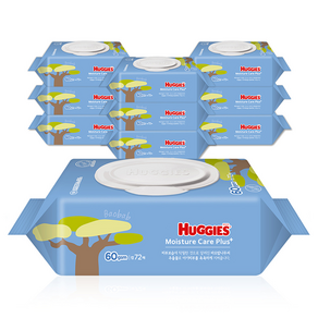 하기스 모이스쳐케어 플러스 유아물티슈 캡형, 72개입, 10세트