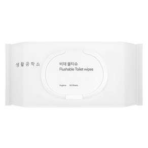 생활공작소 비데 물티슈 캡형, 60매, 1세트
