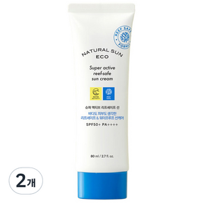 더페이스샵 내추럴선에코 슈퍼 액티브 리프세이프 선크림 SPA50+ PA++++, 80ml, 2개