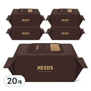 NEEDS 브라운 플러스 저자극 엠보싱 아기물티슈 캡형, 80g, 70개입, 20개