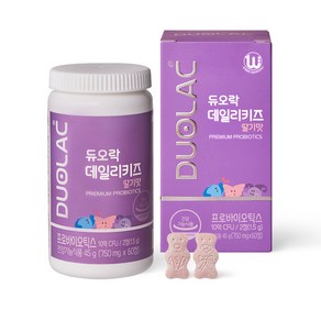 듀오락 데일리키즈 딸기 츄어블 어린이 유산균, 60정, 1개