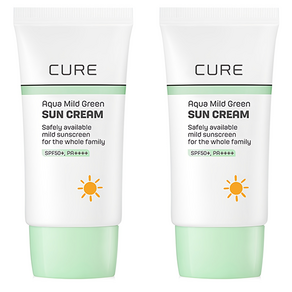 김정문알로에 라센스 로에 큐어 아쿠아 마일드 그린 선크림 SPF50+ PA++++, 40ml, 2개