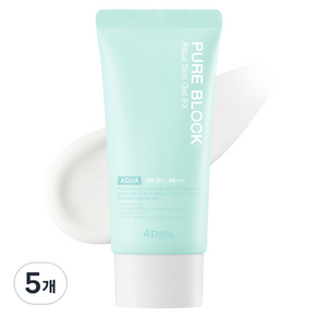 어퓨 퓨어 블록 아쿠아 선젤 이엑스 SPF50+ PA+++, 50ml, 5개