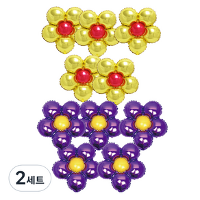 파티쇼 플라워 은박 풍선 골드 5p + 퍼플 5p