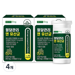 건국유업 혈당관리 앤 유산균 13.5g, 30정, 4개