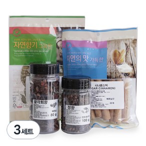 자연공방선율 뱅쇼 만들기 재료 팔각회향 80g + 정향 100g + 시나몬스틱 20개 + 월계수잎 10g 세트, 3세트