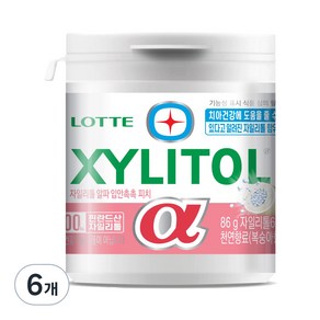 롯데자일리톨 알파 입안촉촉 피치 용기, 86g, 6개