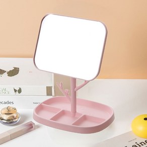 회전형 수납 탁상 거울, 핑크