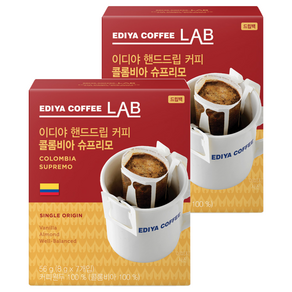 이디야 핸드드립 콜롬비아 슈프리모 드립커피, 8g, 7개입, 2개