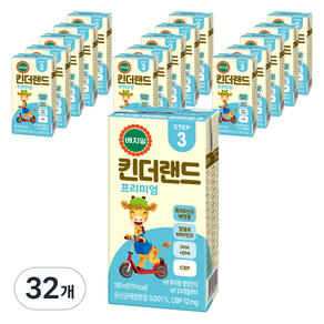 베지밀 유아용 뉴 킨더랜드 프리미엄3 미드 두유 190ml, 32개