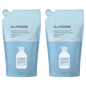 일리윤 세라마이드 아토 6.0 탑투토 워시 무향 리필, 500ml, 2개