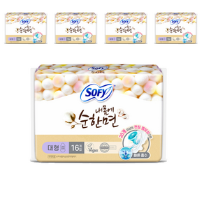 쏘피 내몸에 순한면 에이 생리대 날개형, 대형, 16개입, 5개