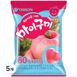 오리온 복숭아과즙 그대로 마이구미 젤리, 66g, 5개