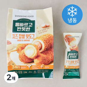 올바르고 반듯한 치즈 찹쌀 핫도그 7개입 (냉동), 560g, 2개