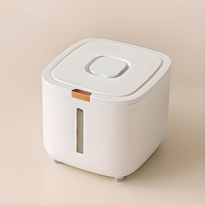 레토지엠에스 원터치 밀폐 쌀통 10kg, 화이트, 1개