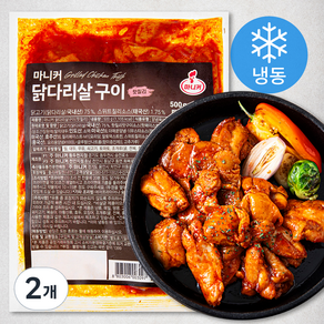 마니커 닭다리살 구이용 핫칠리 (냉동), 500g, 2개