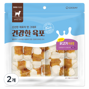굿데이 강아지 건강한 육포말이 우유껌 간식, 닭고기, 240g, 2개