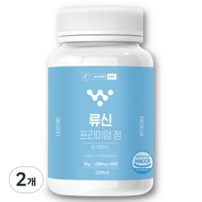 올데이원 류신 프리미엄정 1000mg 유청 누신 단백질 60g, 60정, 2개