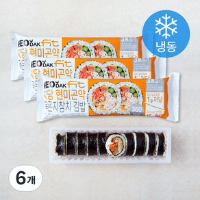 허닭 FIT 저당 현미곤약 묵은지참치 김밥 (냉동), 220g, 6개