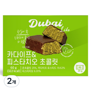 엄마사랑 두바이 라이크 카다이프 피스타치오 초콜릿 3p, 60g, 2개