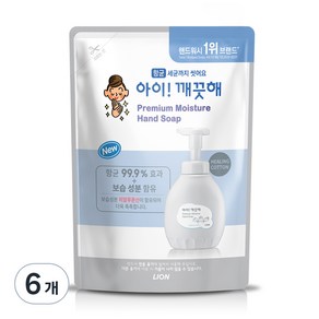 아이깨끗해 프리미엄 모이스처 핸드워시 힐링코튼 리필, 400ml, 6개