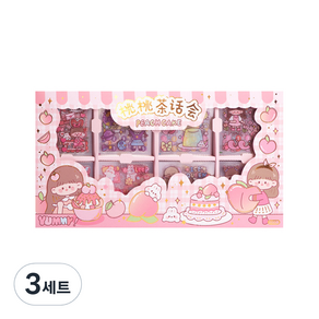 동아피엠에스 DIY 다용도 PET 스티커 기프트 박스 200종 세트, 핑크, 3세트