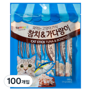 탐사 국내생산 짜먹는 고양이간식, 혼합맛(참치/가다랑어), 280g, 5개