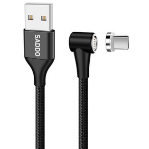 사또 3세대 USB C타입 커넥터 + ㄱ자형 마그네틱 고속충전 케이블 1m 세트, 블랙, 1세트