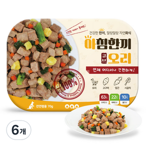 오아오 강아지 전연령용 아침한끼 큐브 오리 습식사료, 70g, 6개