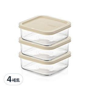 글라스락 이지오픈 밀폐용기 정사각 그레이, 4세트, 850ml(3P)