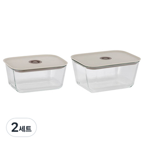 네오플램 피카 글라스 내열유리 보관용기 2종 세트, 2세트, 용기 1380ml + 2600ml