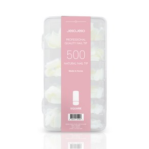 젤로젤로 인조 네일 팁 500p 세트, 1세트, 스퀘어 내추럴