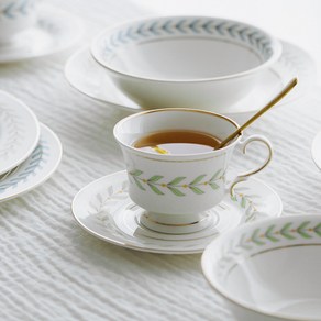 벨르디자인 로렐 커피잔 165ml + 소서 세트, 그린, 1세트