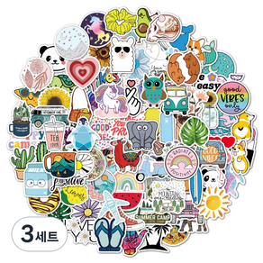 리빙홈디테일 캐리어 노트북 여행 방수 스티커 100p 세트, 타입B, 3세트