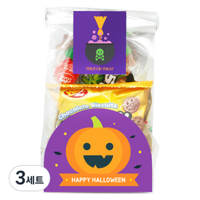 도나앤데코 할로윈 쿠키받침 펌킨 해피할로윈 보라색 20p + 비닐20p + 러블리 할로윈 마녀의 방 사각 4cm 스티커 20p, 혼합 색상, 3세트