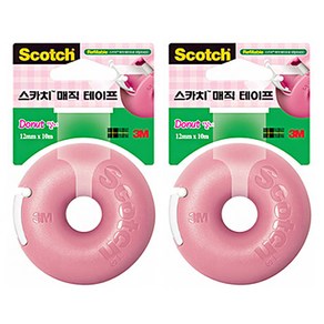 스카치 매직 테이프 펜시 디스펜서 도넛 12mm x 10m, 딸기, 2개