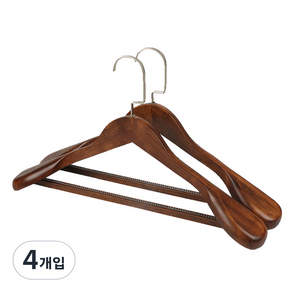 포테가르 고급 우드 미끄럼방지 사각막대 옷걸이, 월넛, 4개