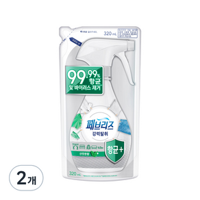 페브리즈 항균 플러스 섬유탈취제 산뜻한향 리필, 320ml, 2개