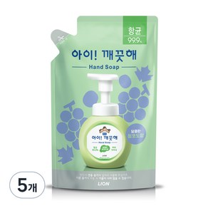 아이깨끗해 향균 폼 핸드솝 리필형 청포도향, 450ml, 5개