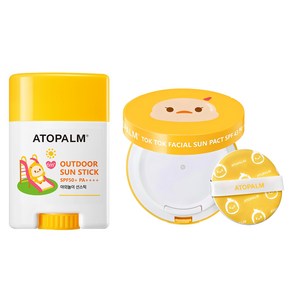 아토팜 유아용 톡톡 페이셜 선팩트 SPF43 PA+++ 15g + 야외놀이 선스틱 SPF50 PA++++ 21g, 1세트