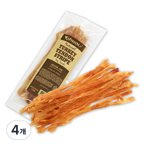 프레스키 터키 텐던 츄 스트립 강아지 간식, 칠면조 힘줄, 75g, 4개