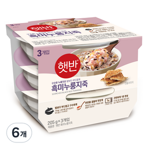 햇반 흑미누룽지죽, 205g, 6개